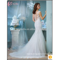 Alibaba Nueva trampa de espagueti de piso de longitud Mermaid stock de alta calidad totalmente rebordeado vestido de novia de encaje